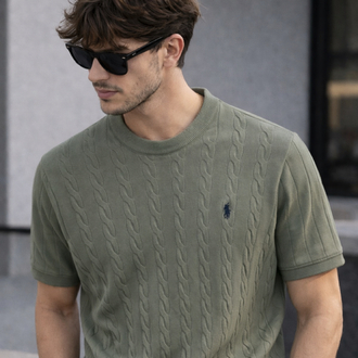 Polo Ralphlauren-Haki Yeşil-Örgü-Bisiklet Yaka-Triko Döküm-