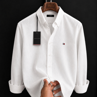 Tommy Hilfiger-Beyaz-Keten Gömlek-Yazlık
