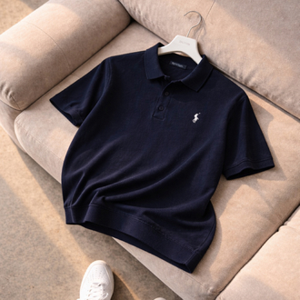 Polo Ralphlauren-Düz-Lacivert-Triko Döküm-Yakalı