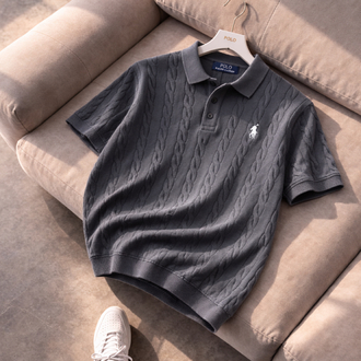 Polo Ralphlauren-Gri-Örgü-Triko Döküm-Yakalı