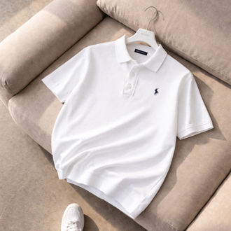 Polo Ralphlauren-Düz-Beyaz-Triko Döküm-Yakalı