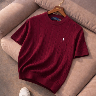 Polo Ralphlauren-Bordo-Örgü-Bisiklet Yaka-Triko Döküm-