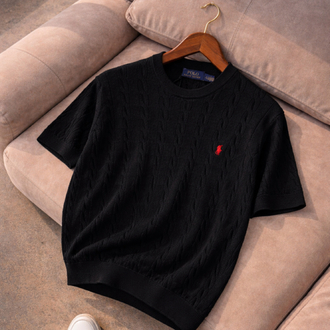 Polo Ralphlauren-Siyah-Örgü-Bisiklet Yaka-Triko Döküm-