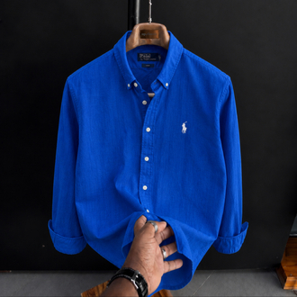 Polo Ralphlauren-Koyu Saks Mavi-Keten Kumaş Gömlek-Yazlık