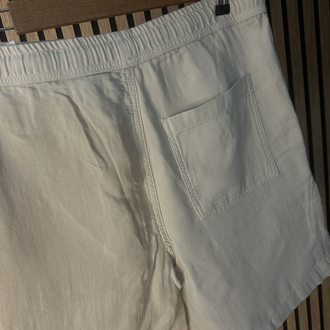 İhracat %100 Keten Krem Şort (Tam Kalıp)