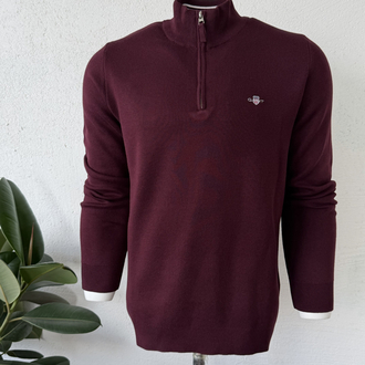 G4nt Yarım Fermuar Yaka Bordo Sweat DAR KALIP