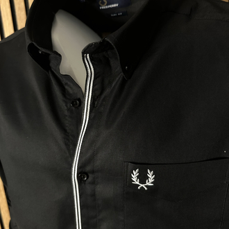 Fred P. Slim Fit Gömlek oxford siyah