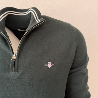 G4nt Yarım Fermuar Yaka Yeşil Sweat DAR KALIP