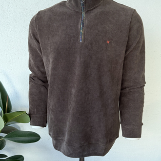 Barbour Kahve Dik Yaka Sweat GENİŞ KALIP