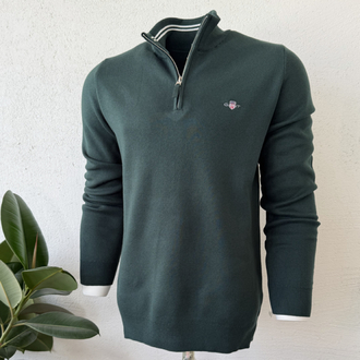 G4nt Yarım Fermuar Yaka Yeşil Sweat DAR KALIP