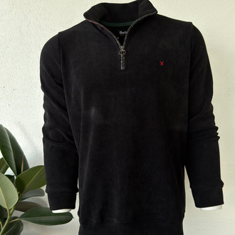 Barbour Siyah Dik Yaka Sweat GENİŞ KALIP