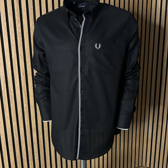 Fred P. Slim Fit Gömlek oxford siyah
