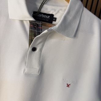 Barbour Polo Yaka Tişört Beyaz Tam Kalıp !