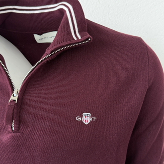 G4nt Yarım Fermuar Yaka Bordo Sweat DAR KALIP