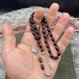 925 AYAR GÜMÜŞ PÜSKÜLLÜ 6x10 mm OSMANLI BENZETME ATEŞ KEHRİBAR
