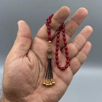 4x7 mm BİLEK BOY ATEŞ KEHRİBAR KAPLAMA PÜSKÜLLÜ