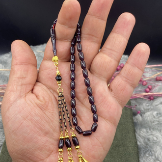 5x8 mm PATLICAN MORU RENK ATEŞ KEHRİBAR ÖZEL TASARIM PÜSKÜLLÜ