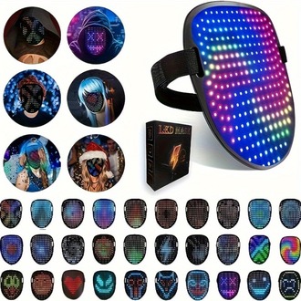 LED’li Maske – USB Şarjlı, 25 Dinamik & 25 Statik Efektli