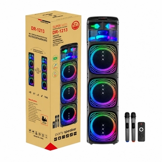 DR-1213 3X12 İNÇ ÇİFT MİKRAFONLU USB/TF/FM/BLUETOOTH TAŞINABİLİR SES SİSTEMİ