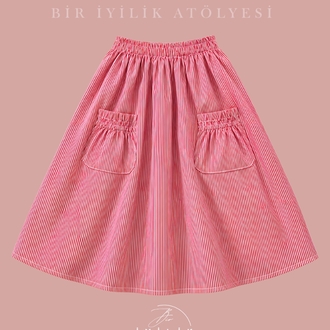 Kırmızı Poplin Etek