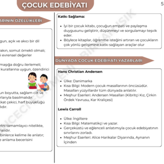 ÇOCUK EDEBİYATI KONU ANLATIM FASİKÜLÜ (2027)