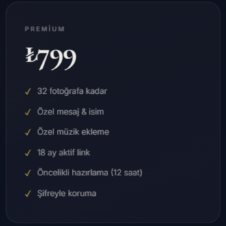Kişiye Özel Dijital Anı Sayfası Hizmeti Premium