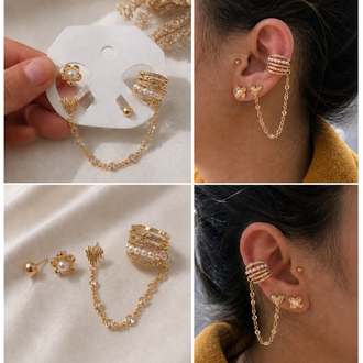 Kıkırdak Küpe Detaylı Çoklu Set Küpe