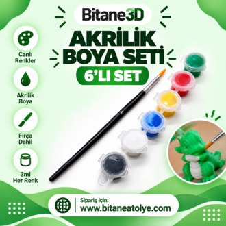 Akrilik Boya Seti 6lı + 1 Adet Fırça