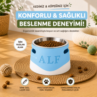 Evcil Hayvan İsme Özel Ergonomik Mama/Su Kabı