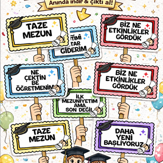 ANASINIFI MEZUNİYET EL PANKARTI - DİJİTAL ÜRÜN