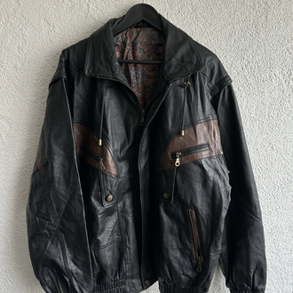 Vintage Bomber Deri Ceket/Yelek