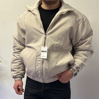 Bej Premium Fermuarlı Mevsimlik Bomber Mont