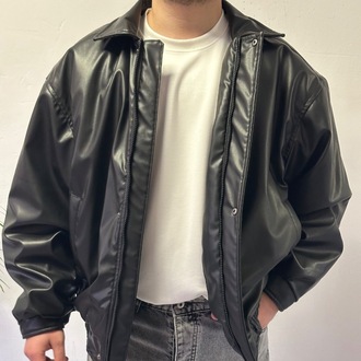 Oversize Deri Bomber Ceket