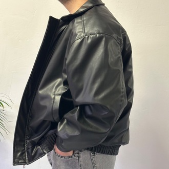 Oversize Deri Bomber Ceket