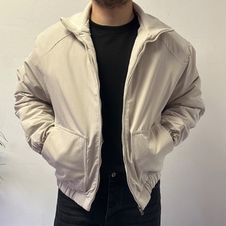 Bej Premium Fermuarlı Mevsimlik Bomber Mont