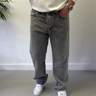 Gri Yıkamalı Baggy Jean