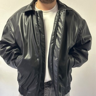 Oversize Deri Bomber Ceket