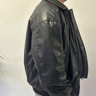 Oversize Deri Bomber Ceket