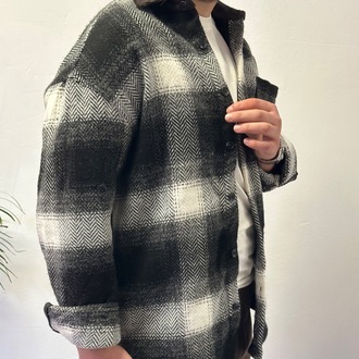 Oversize Kadife Yaka Oduncu Gömlek Ceket