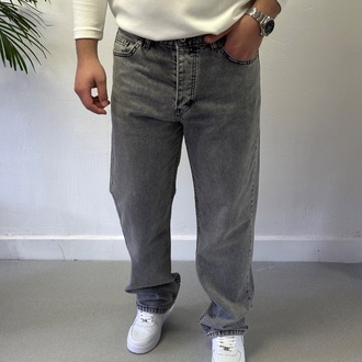 Gri Yıkamalı Baggy Jean
