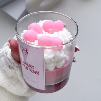 Gardenya Kokulu %100 Doğal El Yapımı Pembe Kalpli Dekorasyon Soya Mumu
