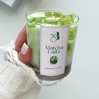Kahve Kokulu %100 Doğal El Yapımı Matcha Çayı Dekorasyon Soya Mumu