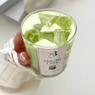 Kahve Kokulu %100 Doğal El Yapımı Matcha Çayı Dekorasyon Soya Mumu