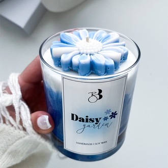 Papatya Kokulu %100 Doğal El Yapımı Mavi Dekorasyon Soya Mumu