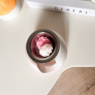 Pembe Oval Aromaterapi Buhurdanlığı – Eritmelik & Tealight Mum Seti Dahil