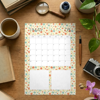 2026 Floral Monthly Planner - Printable PDF & PNG (A4)