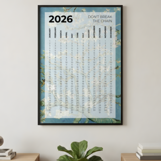 A2 Printable “Don’t Break the Chain” Annual Calendar – Almond Blossoms