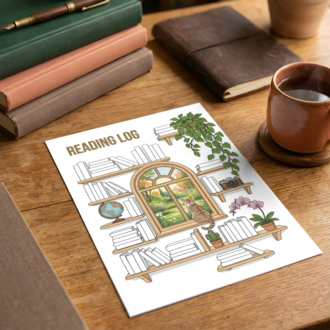 Cozy Bookshelf Reading Log - Aesthetic Digital & Printable Tracker