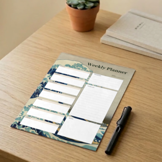 A4 The Great Wave off Kanagawa Weekly Planner – Printable PDF & PNG