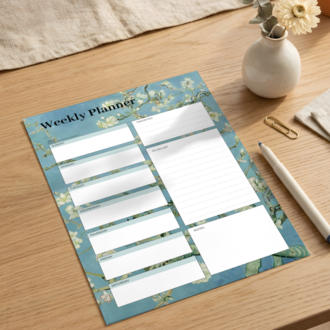A4 Almond Blossoms Weekly Planner – Printable PDF & PNG